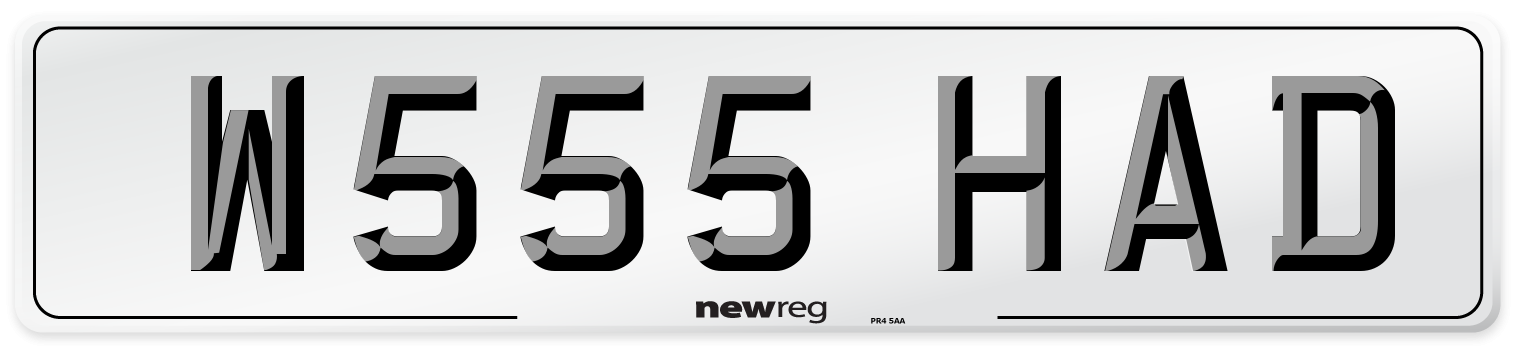 W555 HAD Number Plate from New Reg